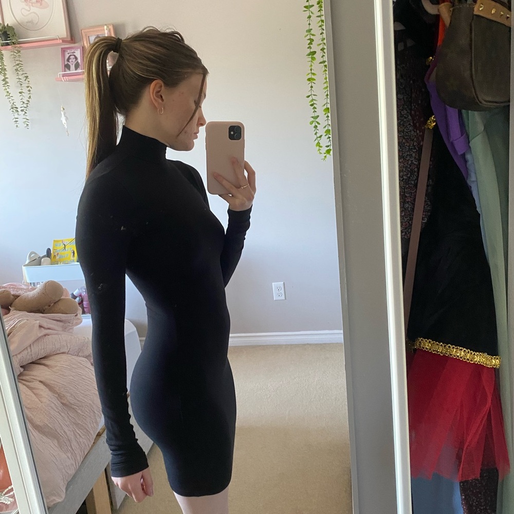 Skims Black Long Sleeve moc neck Dress mid length | Never Worn